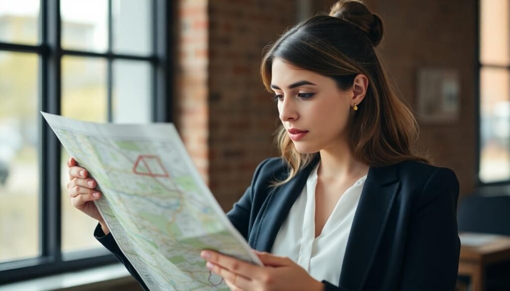 Bishop's Stortford No Win No Fee Solicitors: A female solicitor reviewing a road map while building a car crash compensation claim