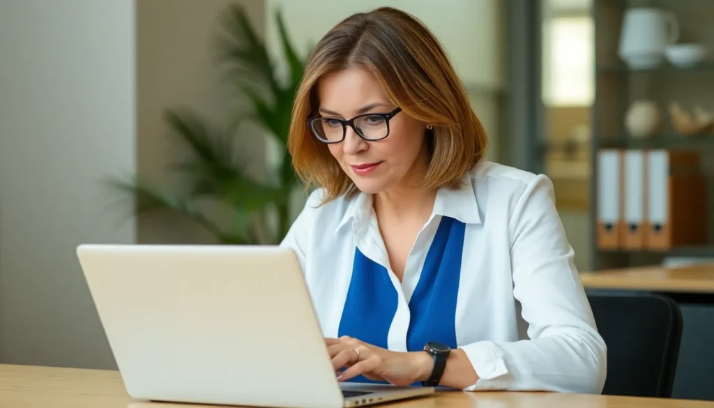 Blackwood No Win No Fee Solicitors: A female solicitor sat in her office working on a case on her laptop computer.