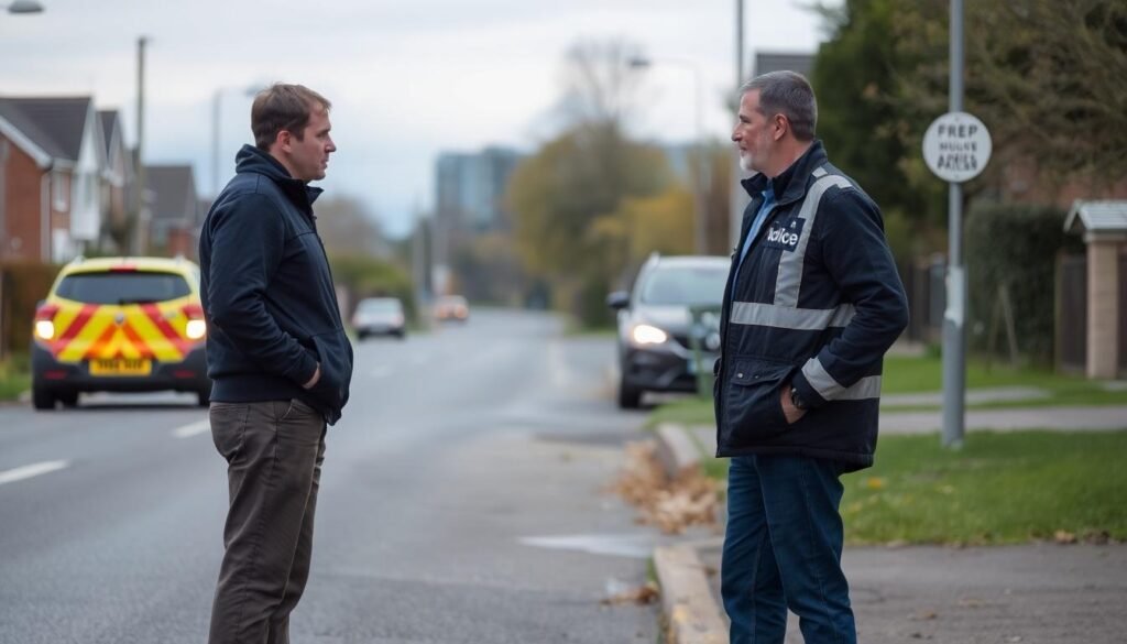 Llandudo No Win No Fee Solicitors: two drivers swap details following a car crash