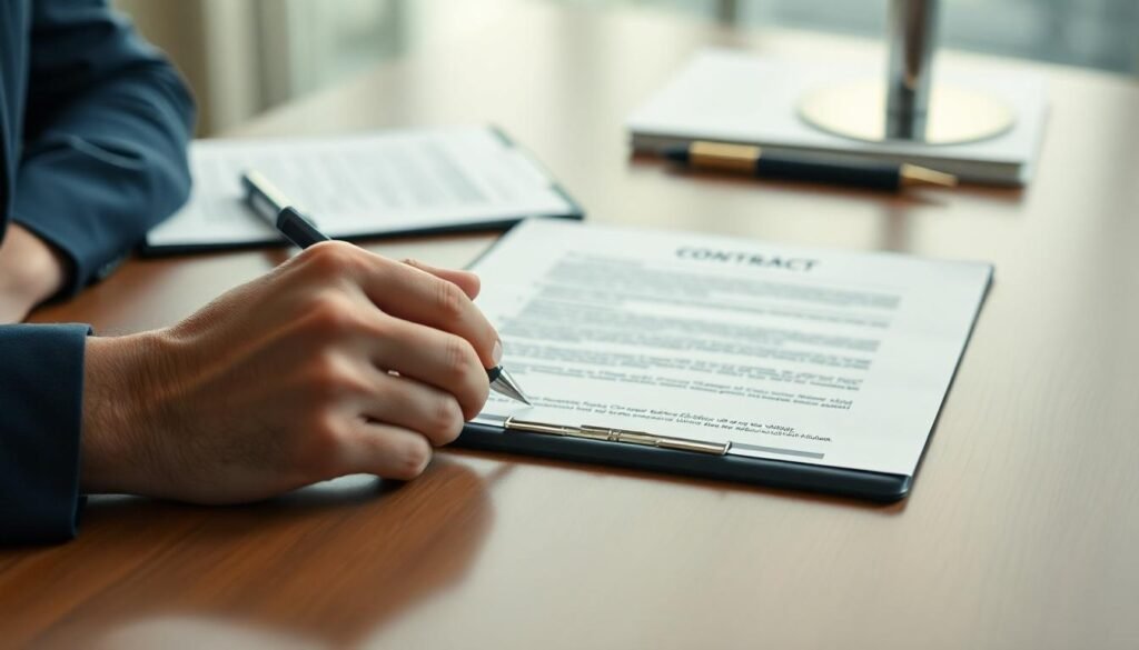 Nailsea No Win No Fee Solicitor: a solicitor's contract being signed