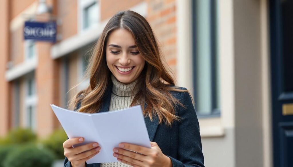 Pontypridd No Win No Fee Solicitors: A young lady smiling whilst reading a letter from her solicitor.