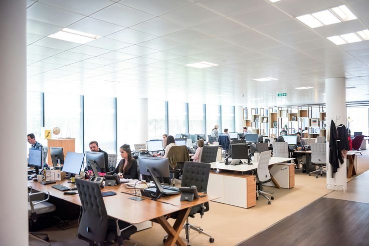 Workers in a large office in Tuebrook, Liverpool