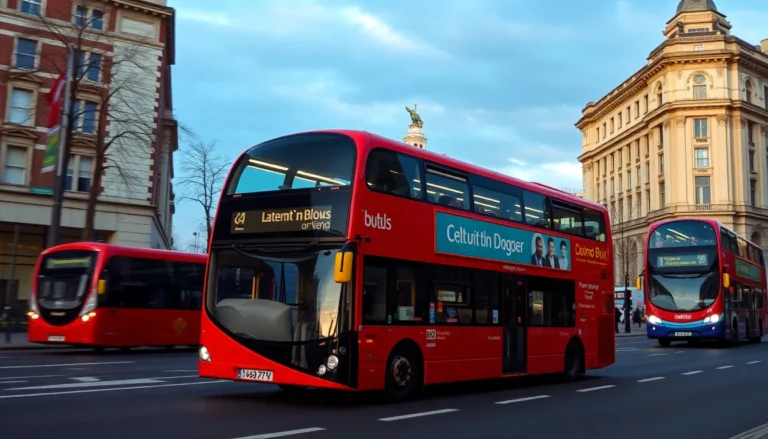 A red double decker bus