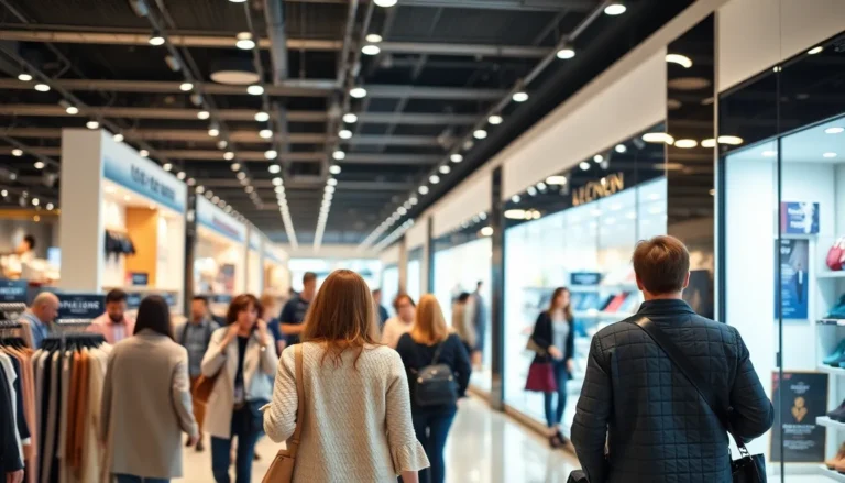 a busy department store with lots of customers browsing.