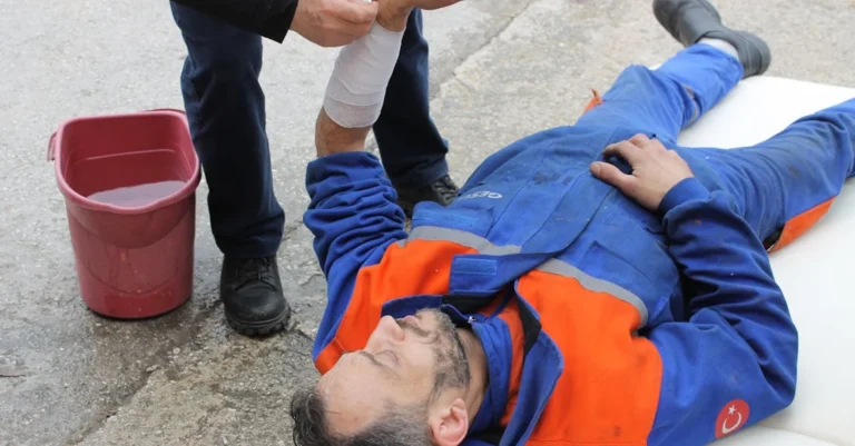 A work lying on the floor after falling.
